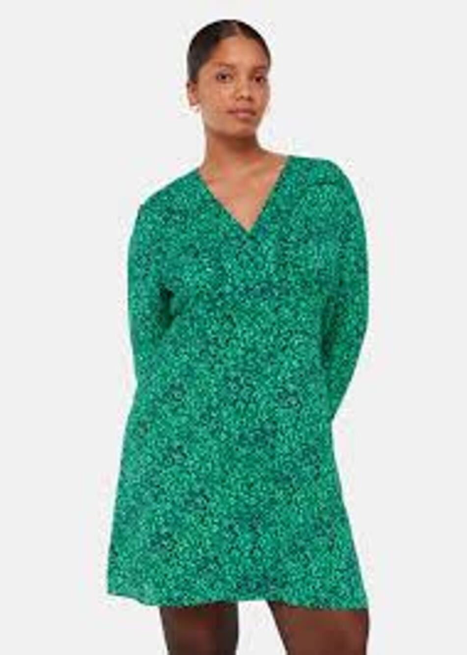 Whistles NWT  Lori Floral Mini Dress Green Print Long Sleeve Size 10